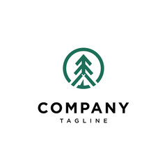 Pine and Tent logo icon vector template.eps