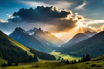 Obraz premium clouds over a mountain valley