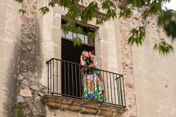 Pretty Woman wearing traditional costumes dress typical and folklore 