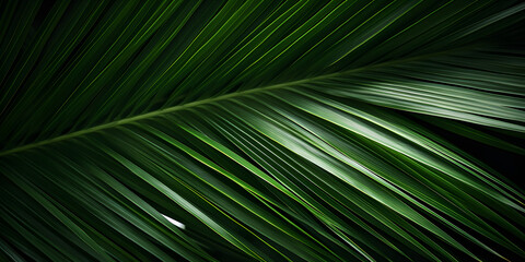 close-up of beautiful palm leaves in a wild tropical palm garden, dark green palm leaf texture concept full framed