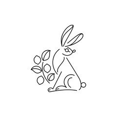rabbits and lemon, thin line vector icon illustration.
