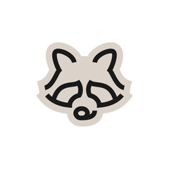 Raccoon face, line vector icon illustration.