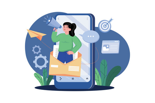 Email Marketing Illustration concept on white background