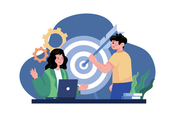 Re-targeting Illustration concept on white background