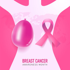 Breast Cancer Awareness Month illustration with balloon