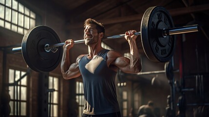 Fototapeta na wymiar professional athlete lifting weights in gym, Generative AI