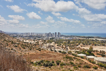 View of Tirat Carmel area near Haifa and the sea coast