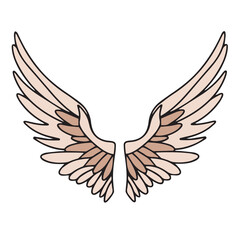 Obraz premium Angel wings colored outline isolated on white background. Vector illustration.