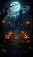 Fototapeta premium road to halloween, generative ai