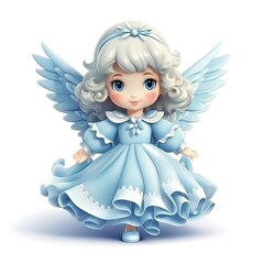 Cute realistic Christmas angel isolated on white background