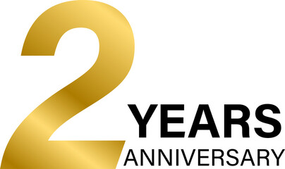 2 year anniversary gold icon for graphic design, logo, website, social media, mobile app, UI illustration
