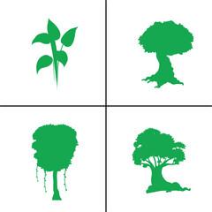 FLAT DESIGN TREE SILHOUETTE SET


