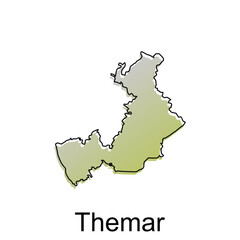 Map of Themar illustration design with black outline on white background, design template suitable for your company