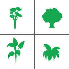 FLAT DESIGN TREE SILHOUETTE SET


