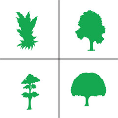FLAT DESIGN TREE SILHOUETTE SET


