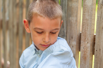 portrait of adorable boy outdoor