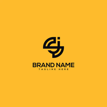 Abstract initial letter SJ JS logo design template - vector