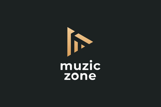 music stream multimedia production vector logo