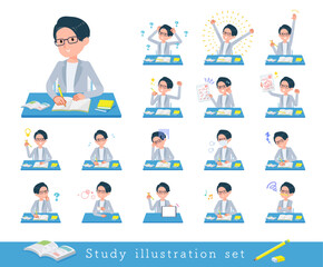 勉強に関するプログラマエンジニア男性のセット