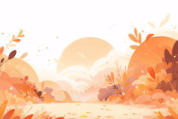 Autumn equinox solar term, autumn fallen leaves outdoor natural landscape illustration background - obrazy, fototapety, plakaty