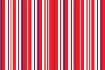 Textured stripe seamless pattern with Navy blue, White, Red and White colors vertical parallel stripes.Vector abstract background.