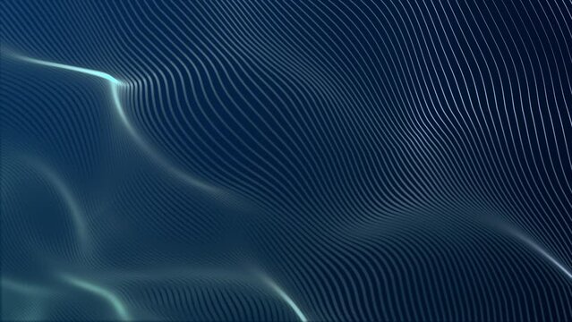 Abstract digital lines wave background. Digital particle cyber or technology background. Animation seamless loop.