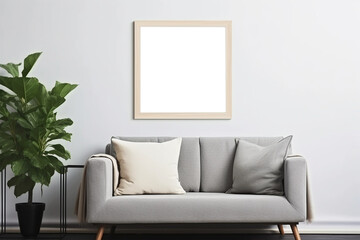mock up poster frame in modern interior background, living room, Scandinavian style 