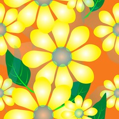 Yellow Flower Blossom Group Pattern, Tile