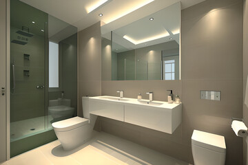 Fototapeta na wymiar Luxury indoor apartment decoration. Modern bathroom ellegant interior