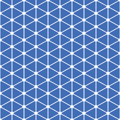 geometric white network connection point repeating pattern on dark blue background