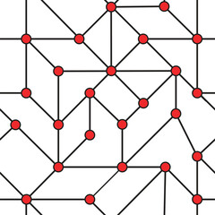 Red network connection points repeating pattern