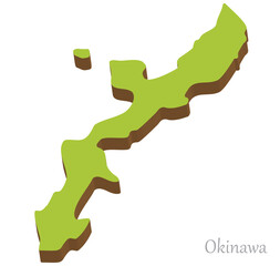 沖縄県の立体的な地図、シンプルでナチュラル