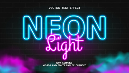 neon light editable text effect with blue and purple color © hafid