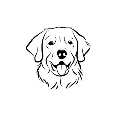 Minimalist line art drawing of golden retriever, pets illustration, dogs illustration