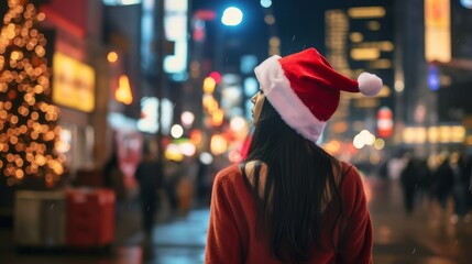 woman at christmas in the city