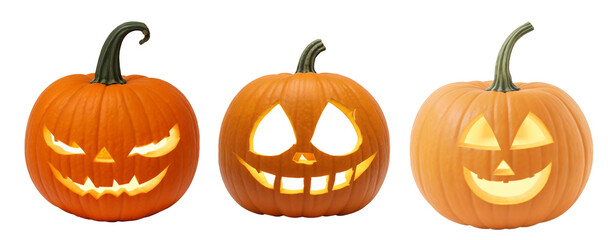 Halloween pumpkin collection, jack pumpkin isolated on transparent background for design