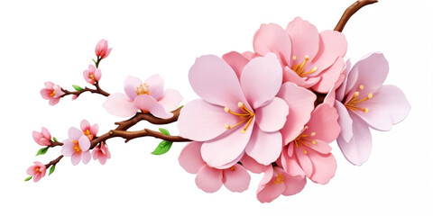 Fototapeta na wymiar Pink cherry blossom on transparent background.