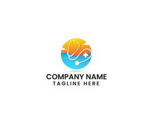 Beach doctor logo design. Sea doctor. Doctor logo. Beach medical. Health. water. Cloud. Vector background. Medical. finance. Unique. Ocean. Colorful
