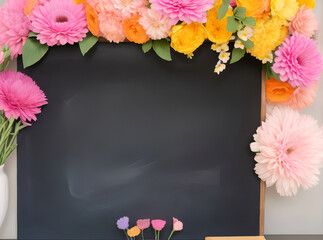 Teachers Day Greetings on a Blackboard Surrounded by Elegant Floral Patterns
