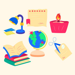stationery education illustration set useful for educational purpose