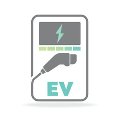 Electric vehicle charging station refueling charger with energy icon