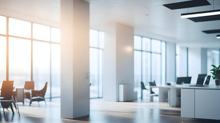 Fototapeta na wymiar blurred background of a light modern office interior and panoramic windows