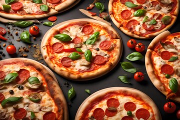 Fototapeta na wymiar pizza with salami and vegetables