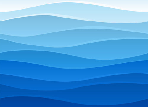 Seamless waves pattern. Water wave abstract design. Blue ocean wave layer