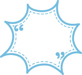 Dashed line Colorful pastel blue color speech bubble balloon with quotation marks icon sticker memo keyword planner text box banner, flat png transparent element design