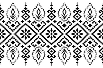 Nature vintages cross stitch traditional ethnic pattern paisley flower Ikat background abstract Aztec African Indonesian Indian seamless pattern for fabric print cloth dress carpet curtains and sarong