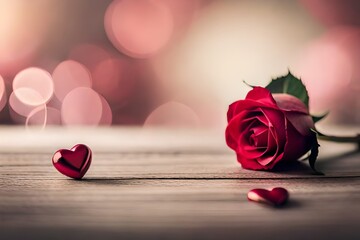 red rose and heart