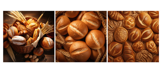 Fototapeta premium freshly bread basket food texture background illustration baked artisan, bakery delicious, homemade rustic freshly bread basket food texture background