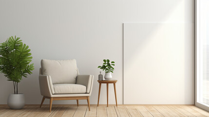 Front view on blank light wall background