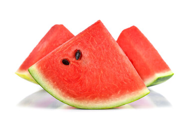 Watermelon slices isolated on a white background.